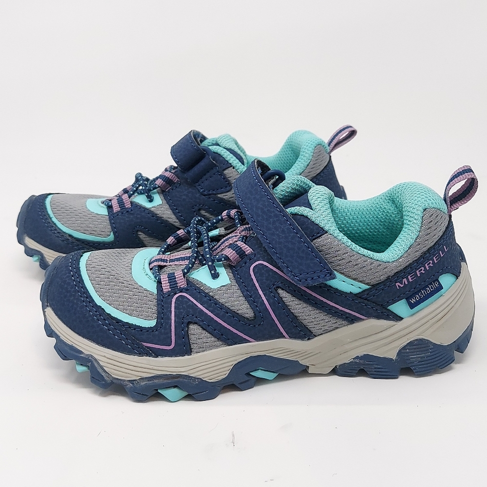 Merrell Trail Quest Girls Size 11.5W Navy Gray Turquoise Washable Sneakers